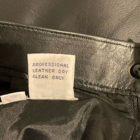 VTG C. Marie Leathers Black Leather Pleated Midi Skirt Size 10 - Picture 10 of 13